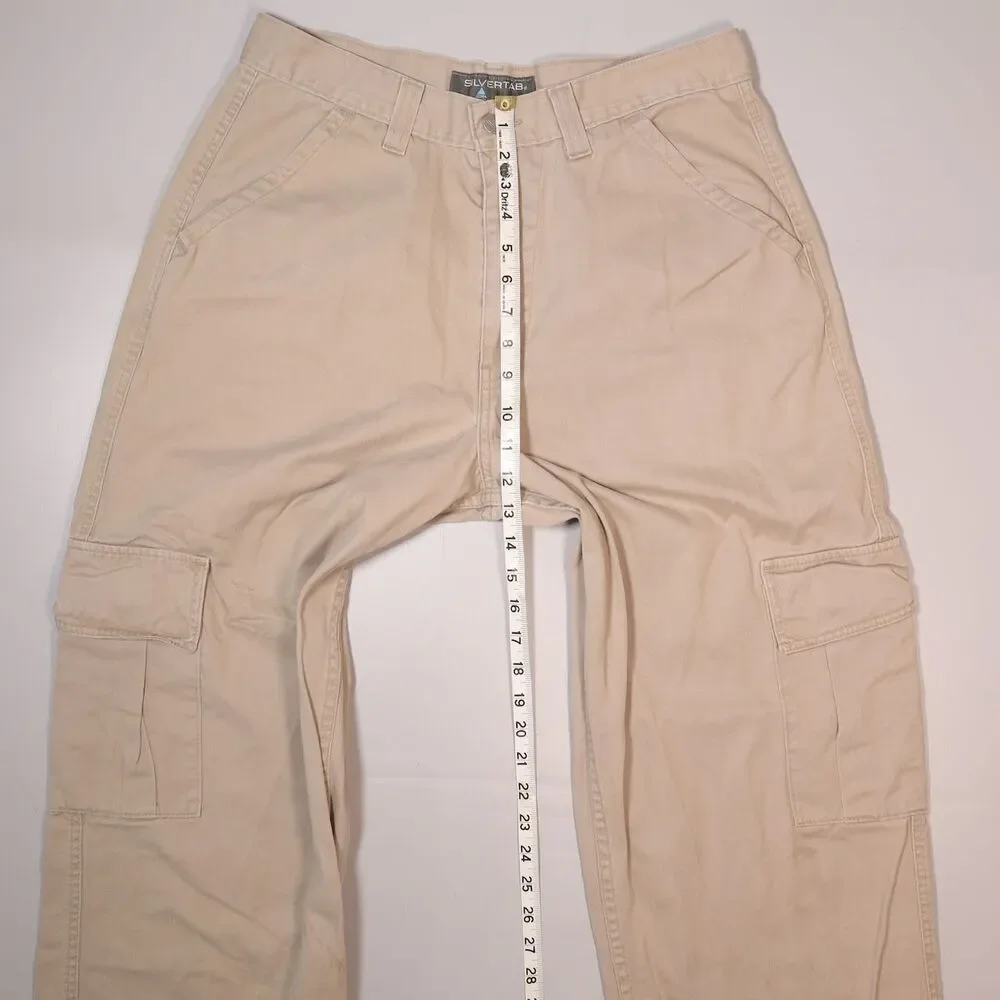 Vintage Levis Silvertab Cargo Pants Beige Khaki Baggy Y2K Mens 34x32